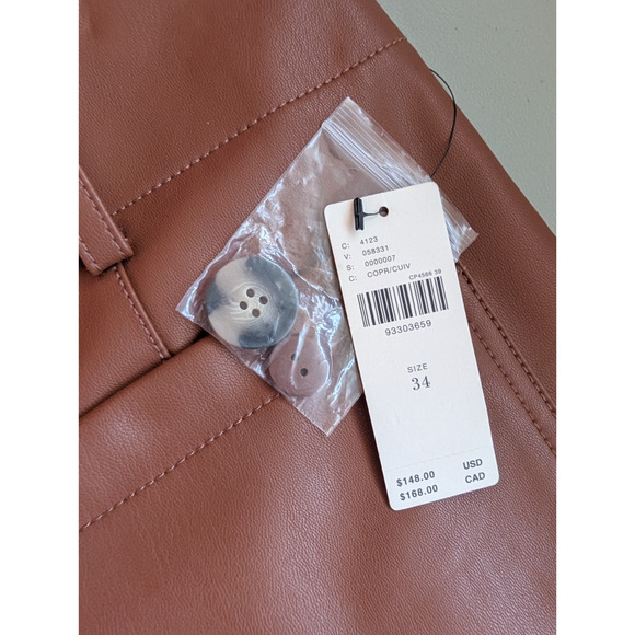 NWT Maeve The Colette Cropped Wide-Leg Faux Leather Pants Size 34 Copper #7D505 - Picture 6 of 9